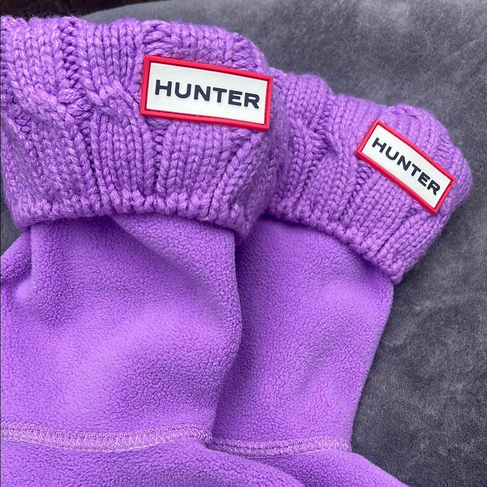 Hunter Purple Fleece Short Boot Socks